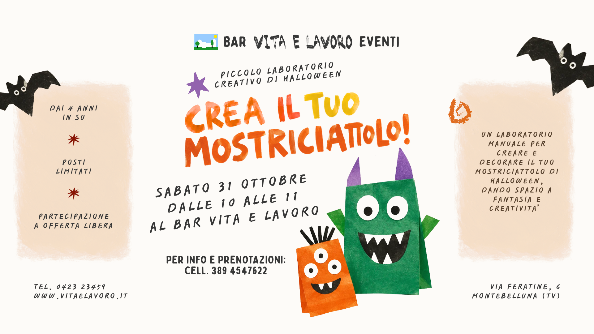Laboratorio di Halloween 31.10.2026 | Bar Vita e Lavoro